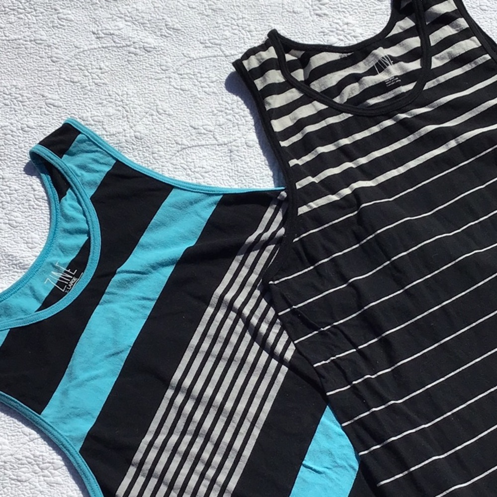 Zumiez Striped Men’s Tank Tops - Blue and Black 2 Pieces Bundle
